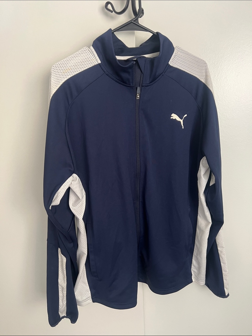 Puma Navy and White Full-Zip Athletic Jacket
